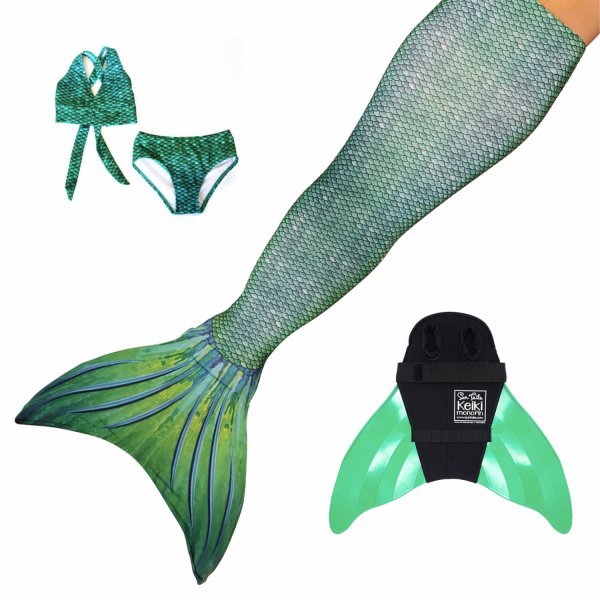 Meerjungfrauenflosse Sirene Green L mit Monoflosse grün Kostüm und Bikini