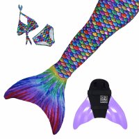 Meerjungfrauenflosse Hawaiian Rainbow M mit Monoflosse lavender Kostüm und Bikini